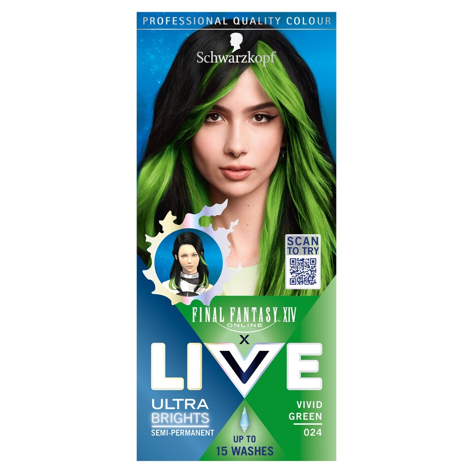 Schwarzkopf Live Ultra Brights semi-permanentná farba na vlasy 024 Žiarivá zelená 50 ml