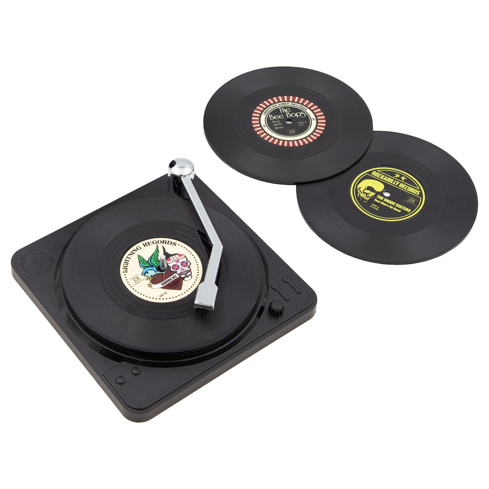 image 1 of Global Gizmos Retro Vinyl Record Coasters Gift Set