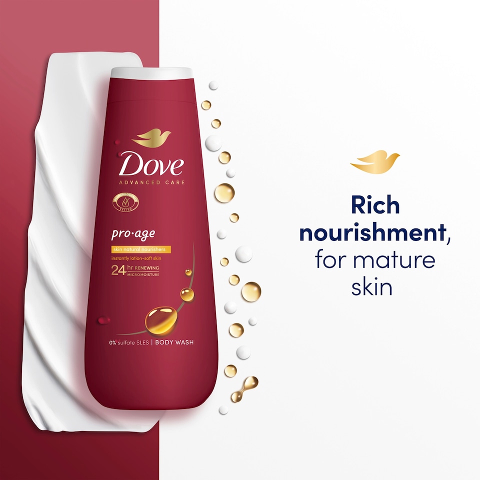 image 1 of Dove Pro-Age 24hr Advanced Care Body Wash Shower Gel 400ml