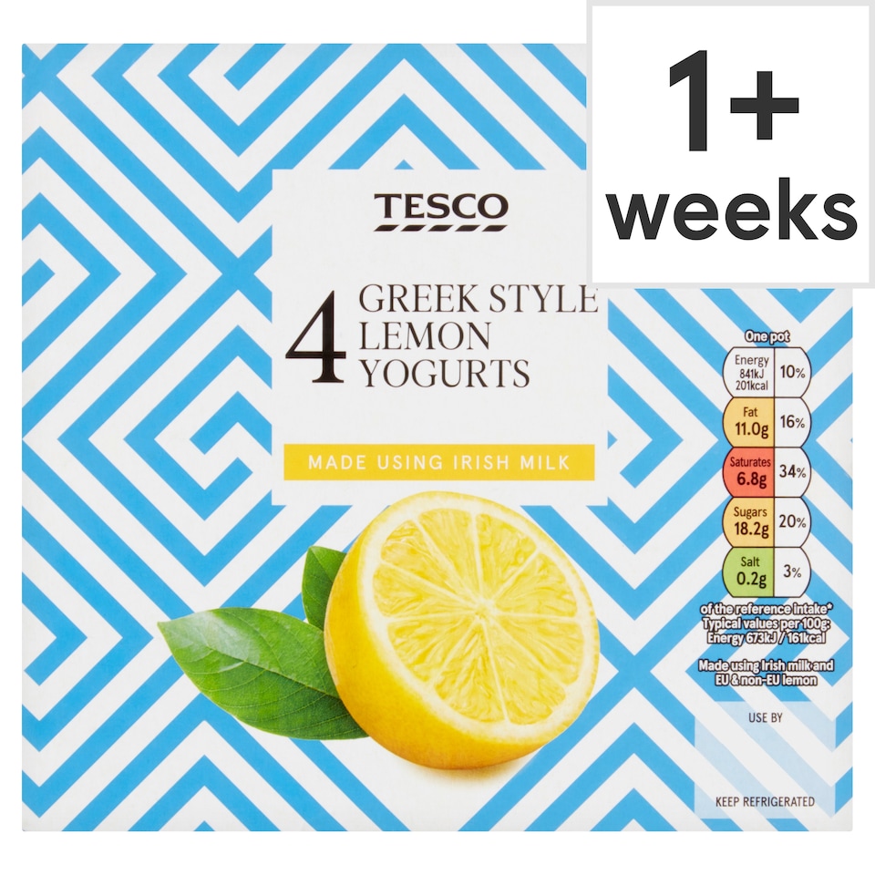 Tesco Greek Style Lemon Yogurts 4X125g