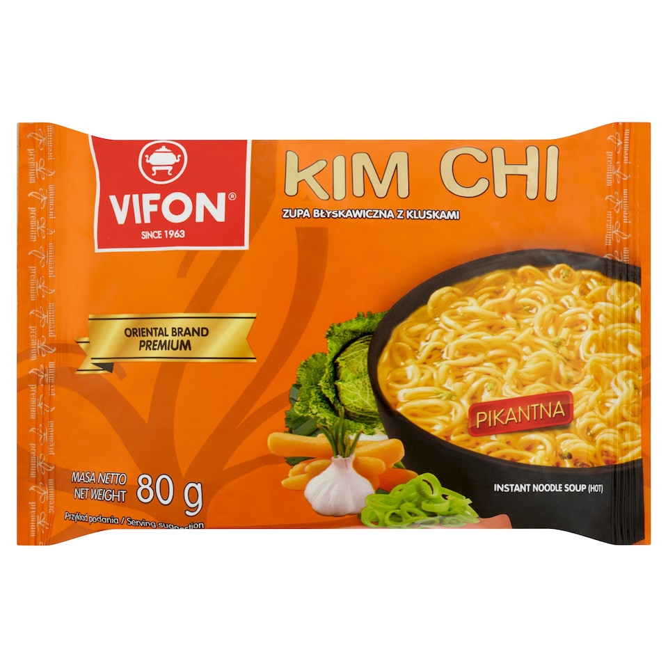 Vifon Kim Chi hagyományos koreai csípős instant tésztás leves 80 g  1. kép