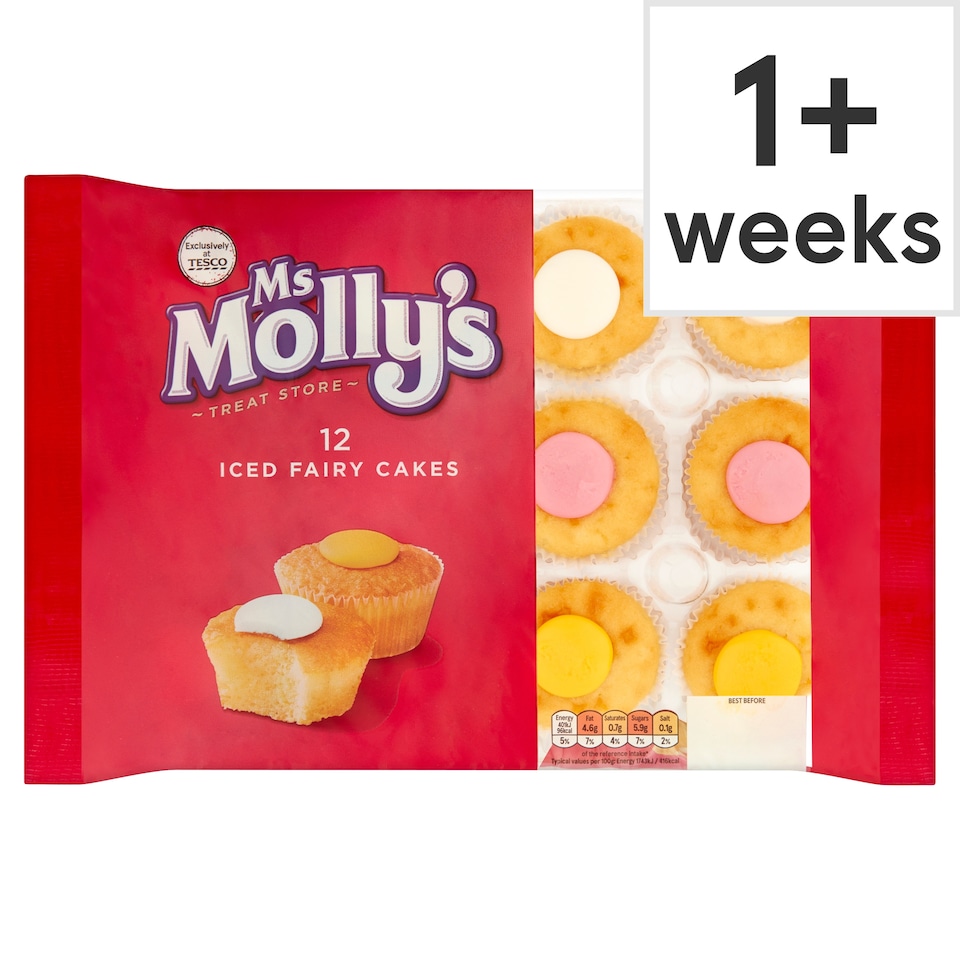 Ms Molly's Iced Fairy Cakes - Plain, Lemon, Strawberry 12 Pack