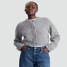 F&F Knitted Button Front Cardigan with Wool in Grey