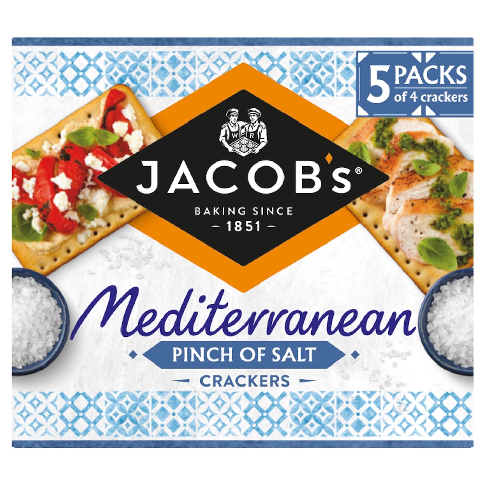 Jacob's Mediterranean Pinch Of Salt Crackers X5 190G