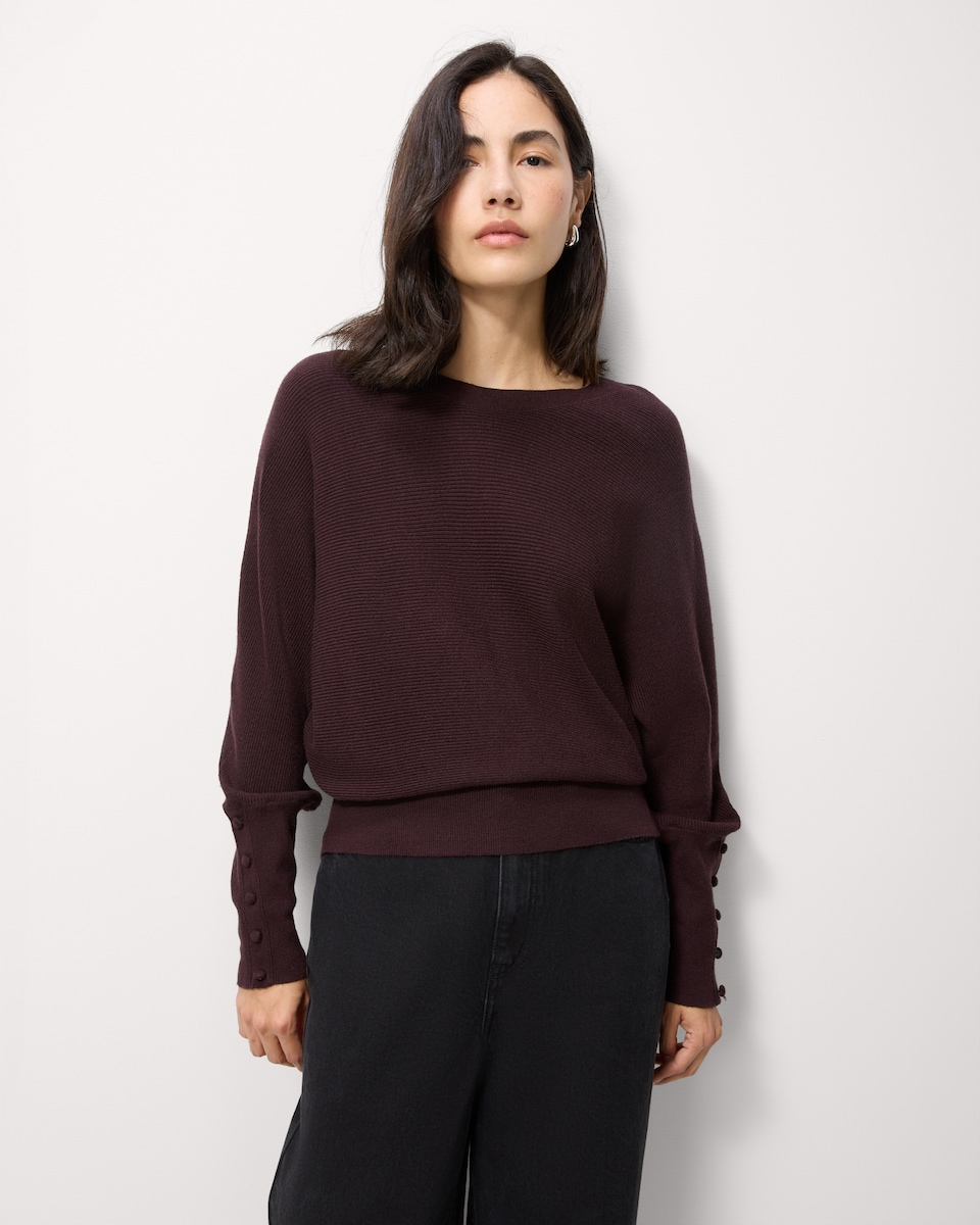 image 1 of F&F Batwing Knitted Jumper in Burgundy