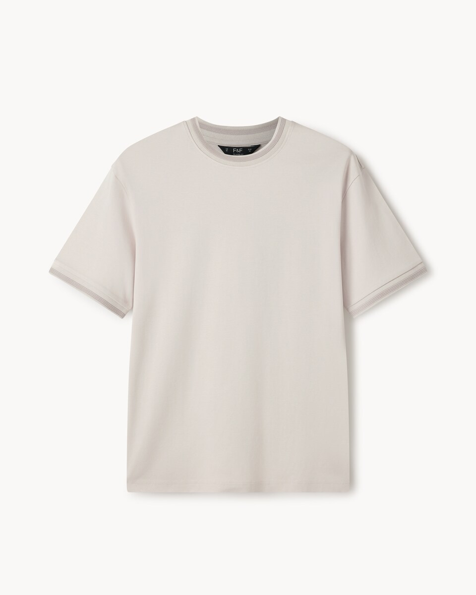 image 1 of F&F Pure Cotton Smart T-Shirt in Grey