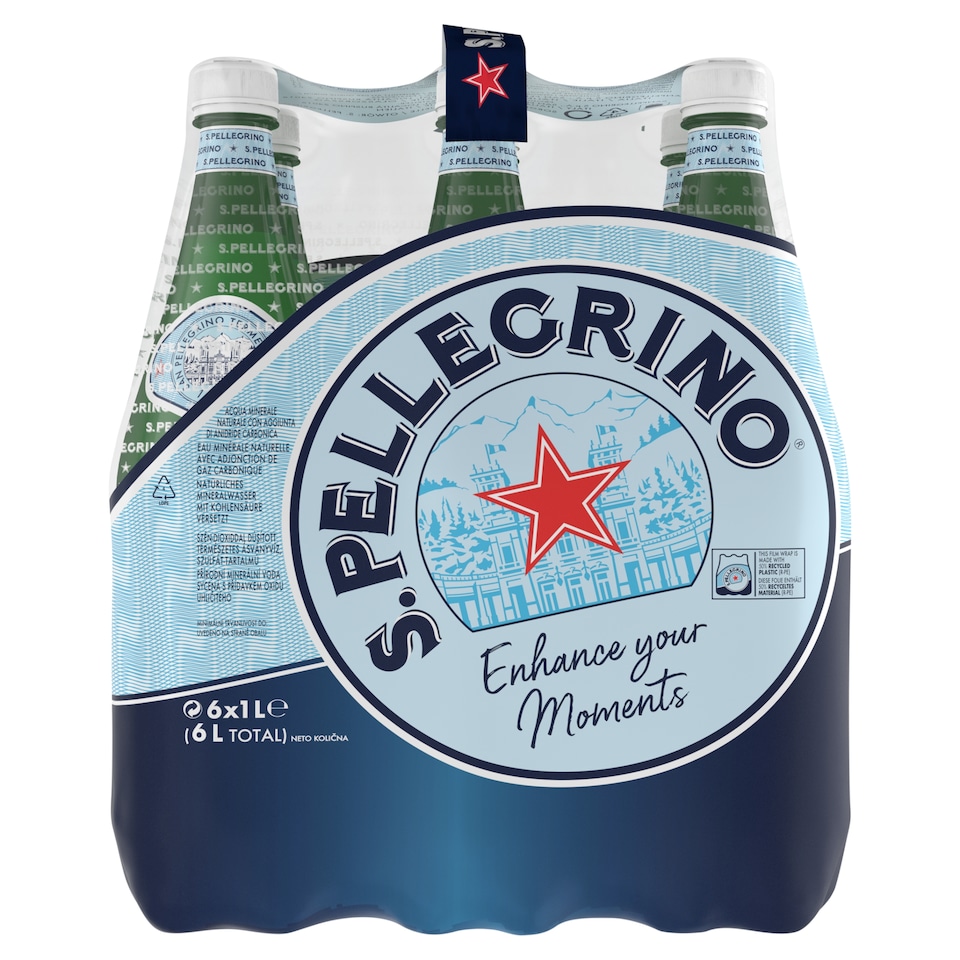 San Pellegrino Sparkling Natural Mineral Water 6 x 1 Litre