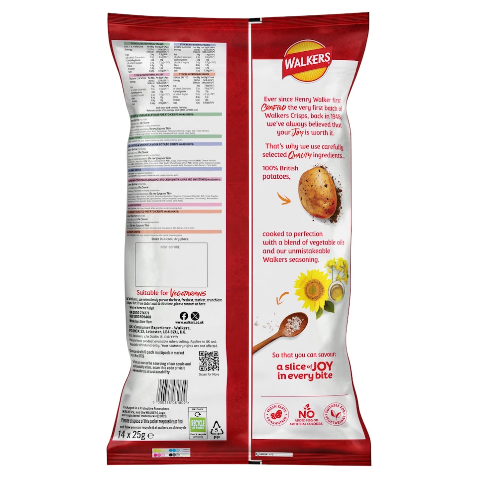 image 1 of Walkers Variety Multipack Crisps 14x25g