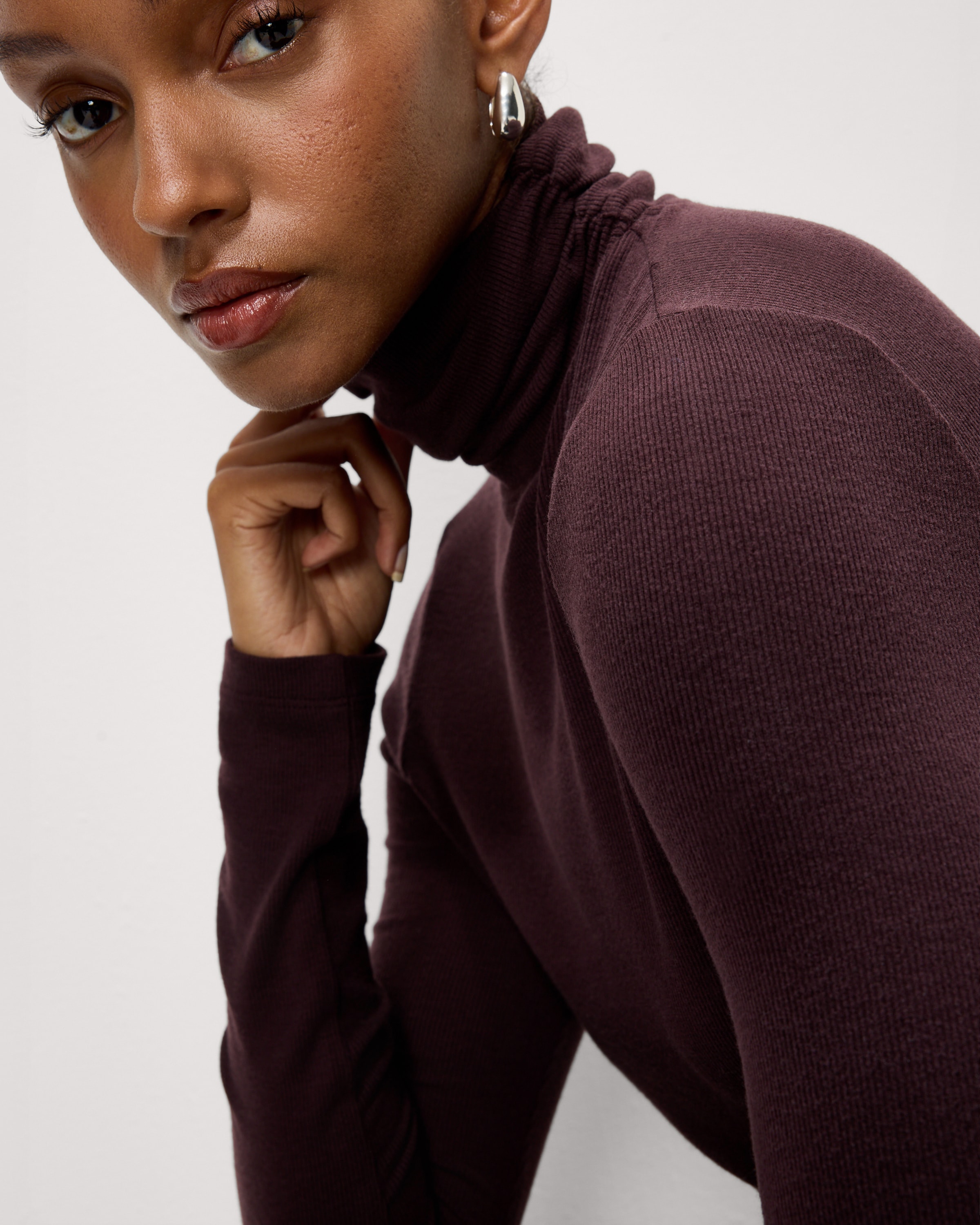 F&F Roll Neck Jumper with Wool in Berry, 6, Womens