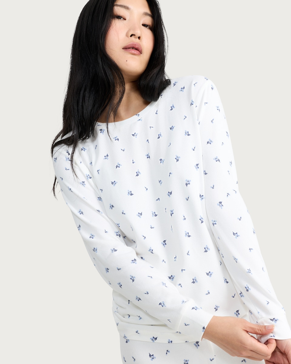 image 1 of F&F Ditsy Floral Print Pyjama Set in Cream