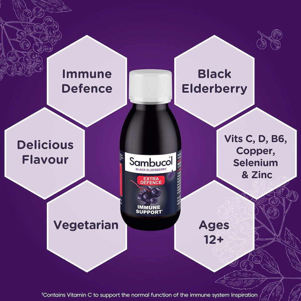 image 1 of Sambucol Black Elderberry Liquid Supplement with Extra Defence 120ml
