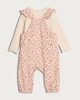 image 2 of F&F Baby 2-Piece Floral Print Dungarees and Bodysuit Set in Pink