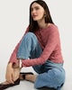image 3 of F&F Lace Long Sleeved Top in Pink