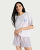 image 1 of Snoopy 2-Piece Pure Cotton Top and Shorts Pyjama Set in Multi Pink
