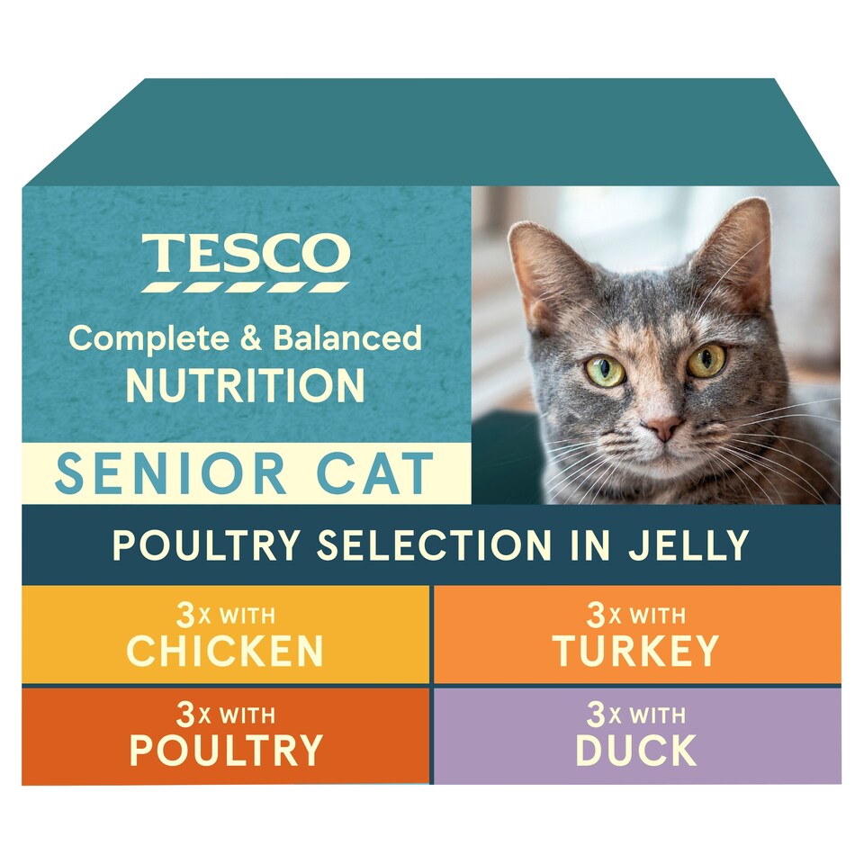 image 1 of Tesco Senior Cat Food Poultry Selection In Jelly 12X100g