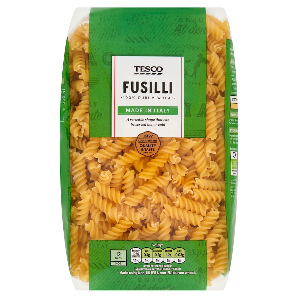 Tesco Fusilli Pasta Twists 1Kg
