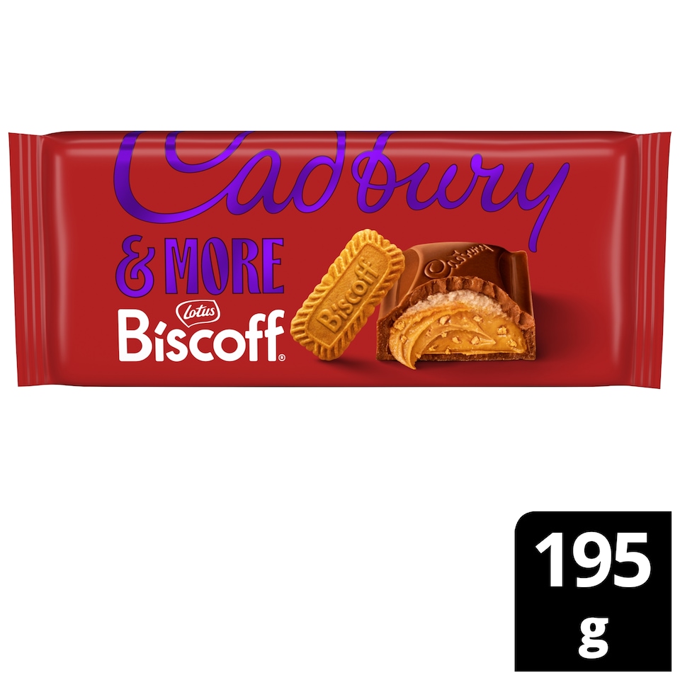 image 1 of Cadbury Dairy Milk &More Lotus Biscoff Chocolate Bar 195g