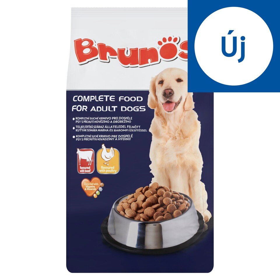 Brunos Complete Dry Pet Food for Adult Dogs with Beef and Poultry Flavour 10 kg