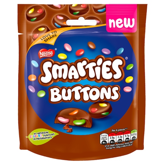 Nestle Smarties Buttons Milk Chocolate 90G Tesco Groceries