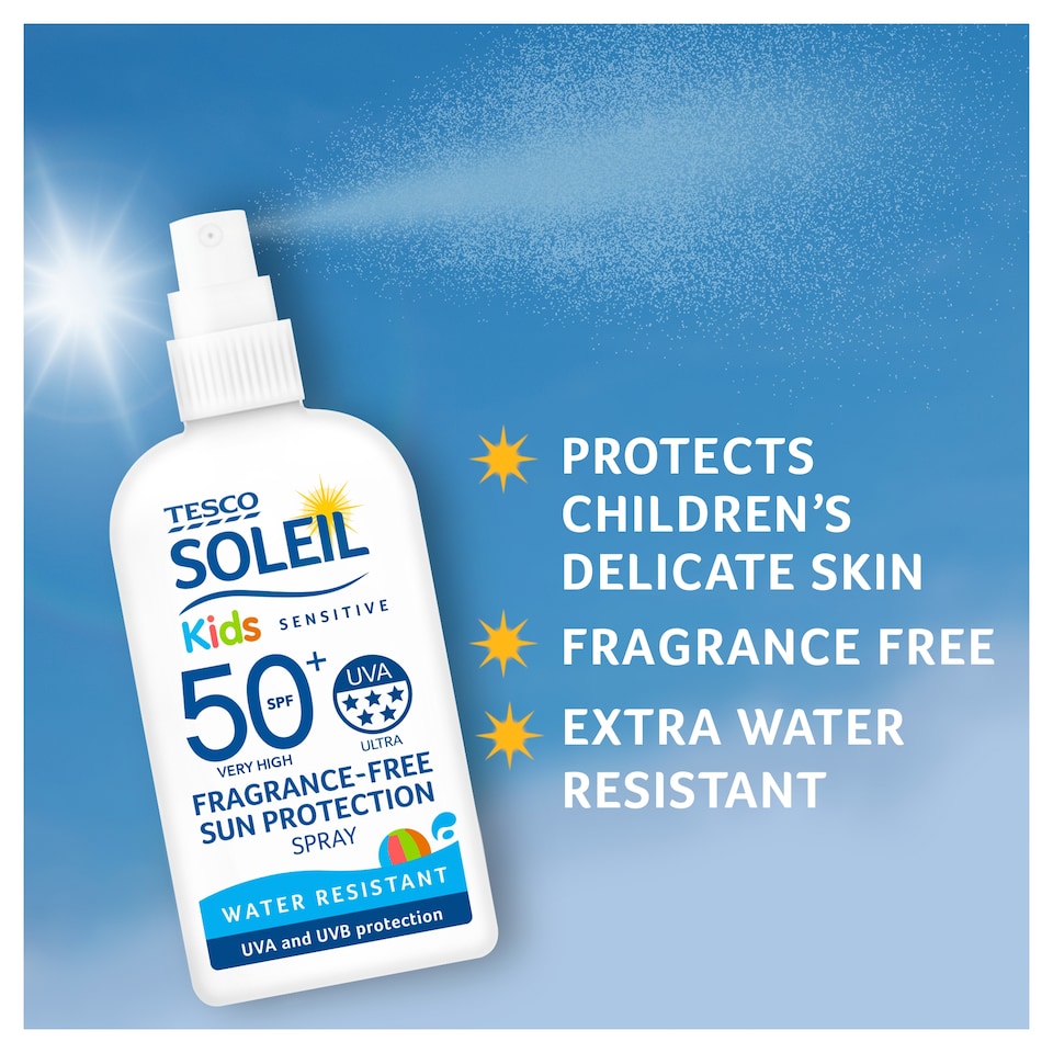 image 1 of Tesco Soleil Kids Sensitive 50Spf Sun Spray 200Ml
