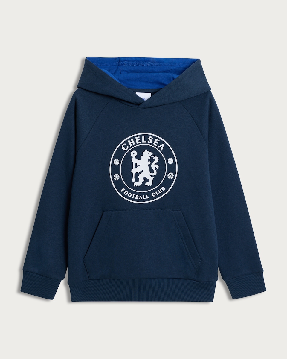 image 1 of Chelsea Logo Cotton Rich Hoodie in Blue