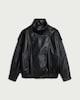 image 5 of F&F Faux Leather Funnel Neck Oversized Fit Jacket in Black