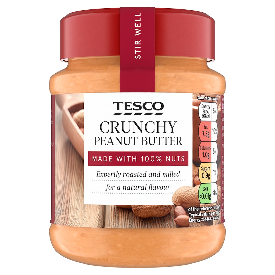 Tesco Crunchy 100% Peanut Butter 340g