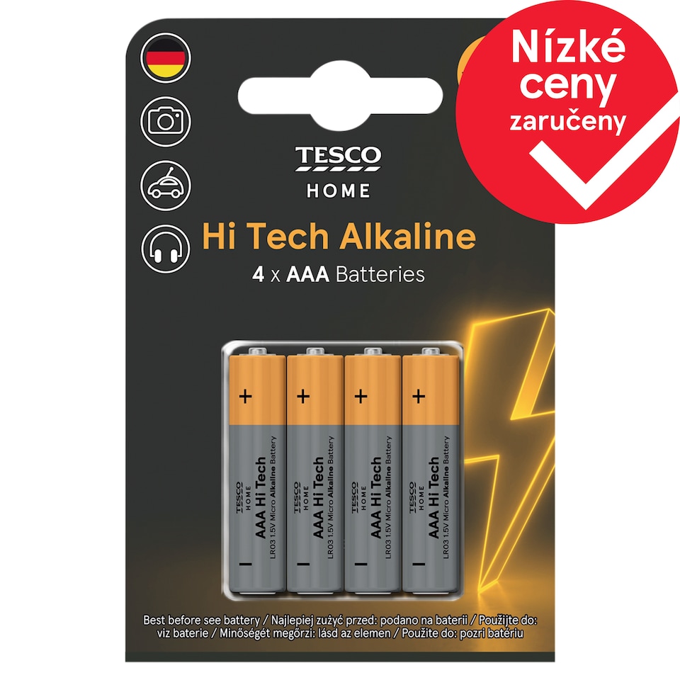 Tesco Home AAA Micro alkalické baterie 4 ks