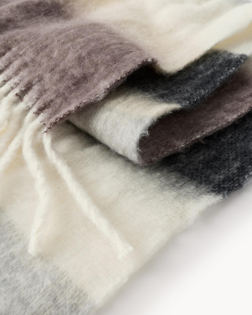 image 1 of F&F Striped Fringed Scarf in Neutral