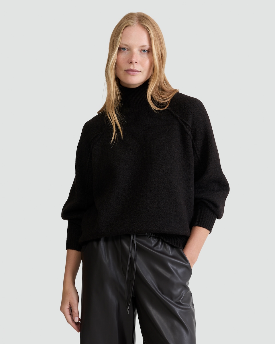 image 1 of F&F Knitted High Neck Jumper with Wool in Brown