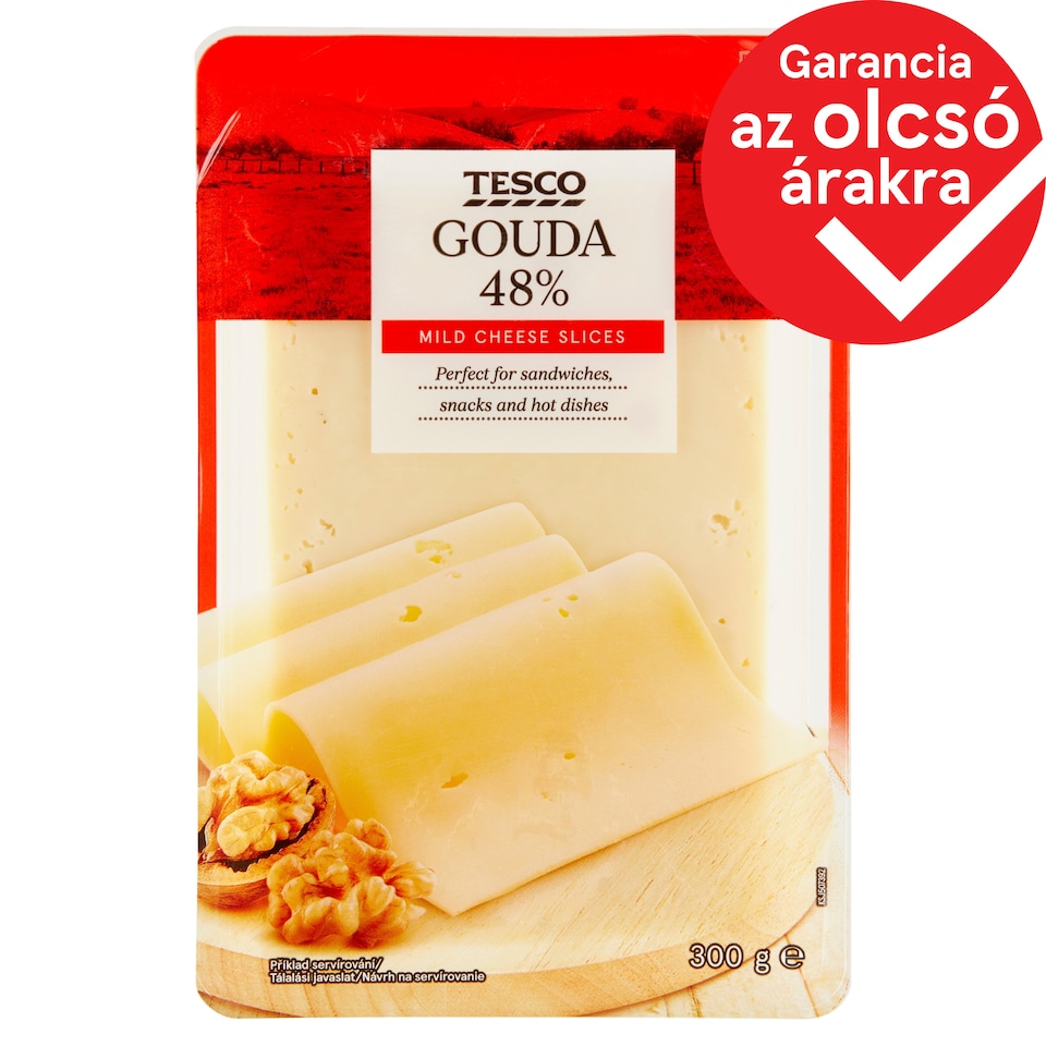 Tesco Gouda zsíros, félkemény szeletelt sajt 300 g