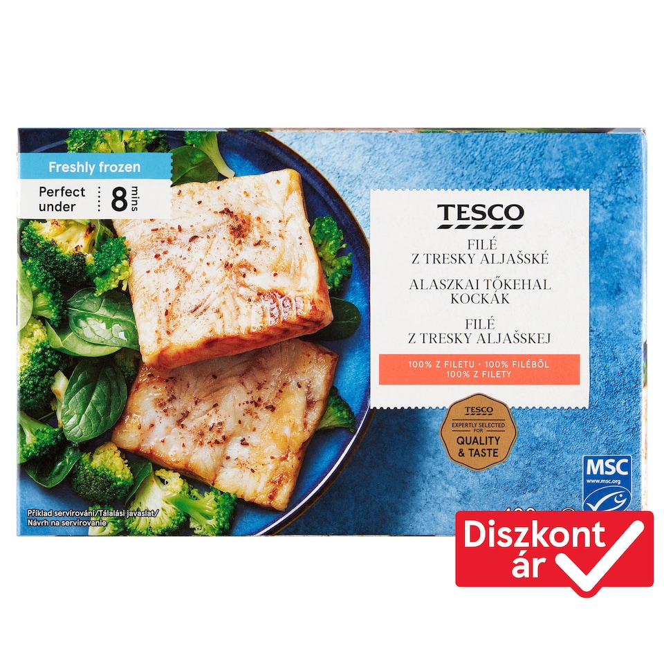 Tesco gyorsfagyasztott alaszkai tőkehal kockák 400 g 