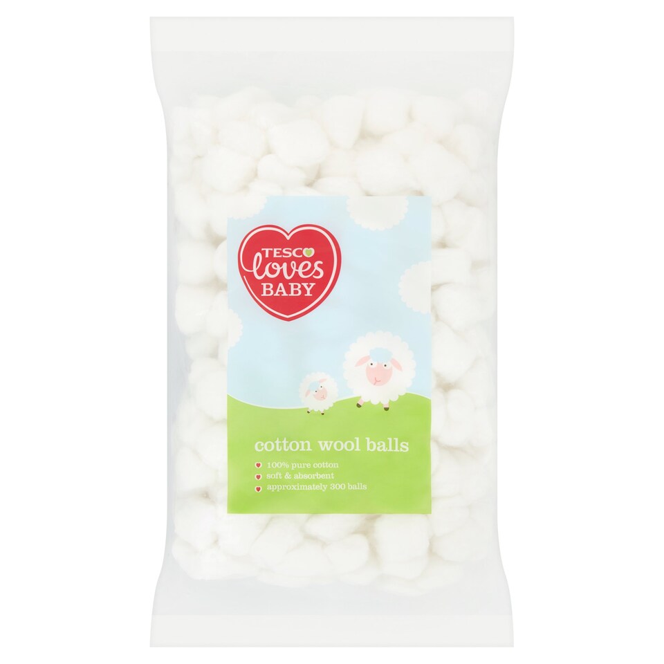 Tesco Loves Baby Cotton Wool Balls 300 Pack