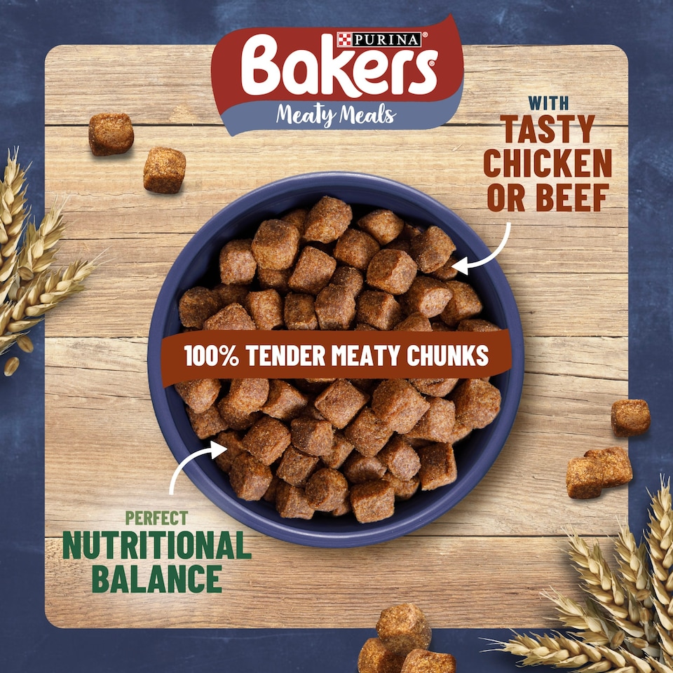 image 1 of Bakers Meaty Meals Adult Dry Dog Food Chicken 2.7kg