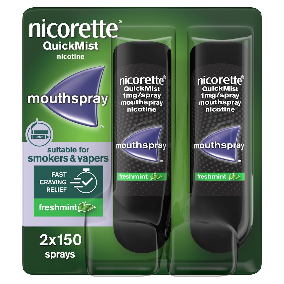 image 1 of Nicorette QuickMist Duo Nicotine Mouthspray - Freshmint 2 x 150 sprays 1mg