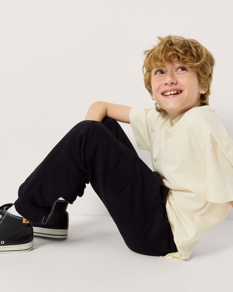 image 1 of F&F Boys Cotton Rich Cargo Joggers in Black
