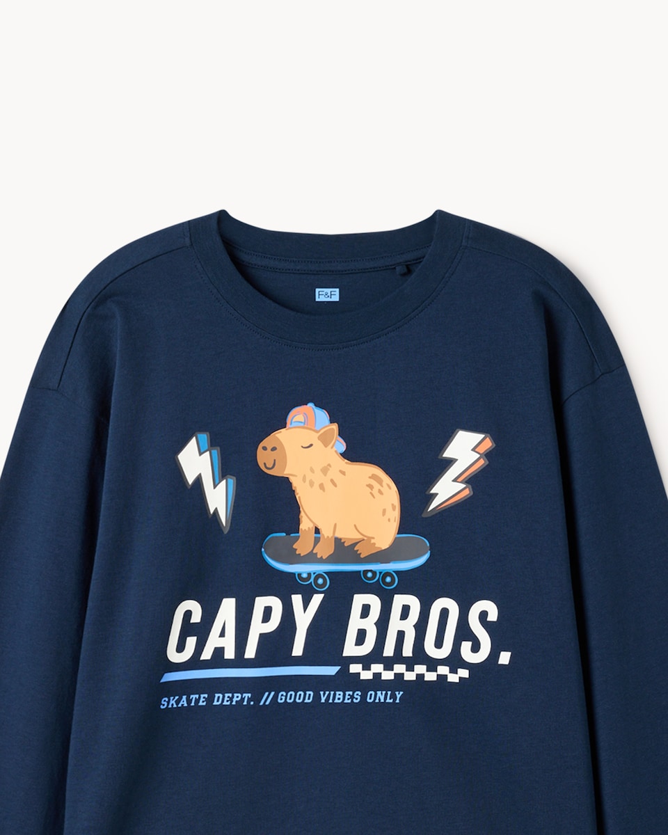 image 1 of F&F Boys Capybara Pyjama Set in Navy