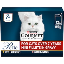 GOURMET Perle Senior 7+ Mini Fillets in Gravy Wet Cat Food 12x85g