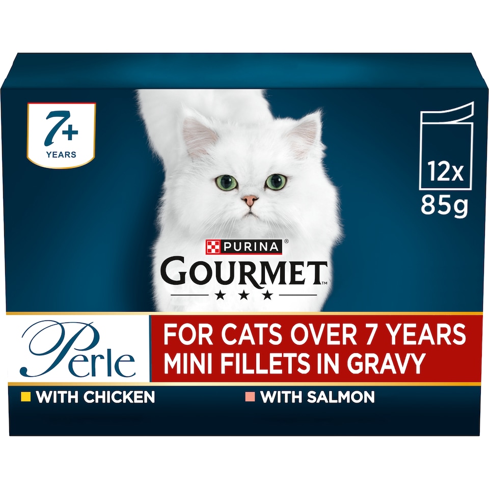GOURMET Perle Senior 7+ Mini Fillets in Gravy Wet Cat Food 12x85g
