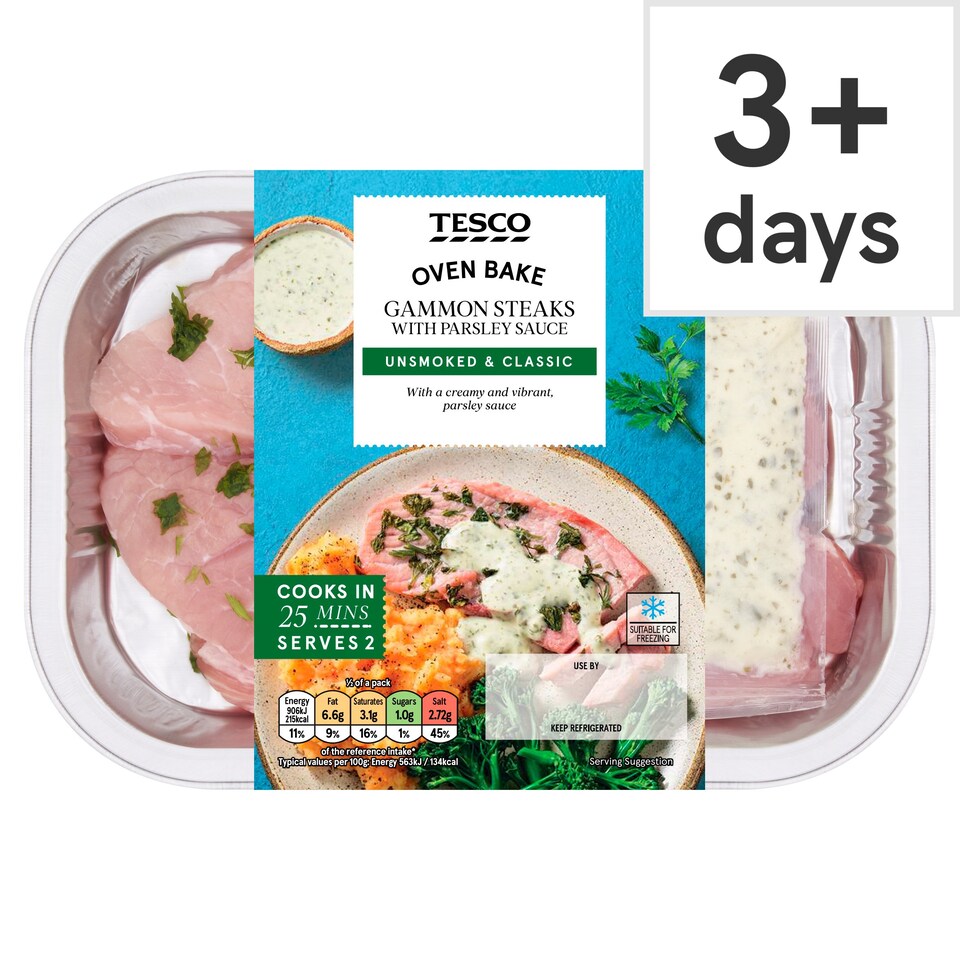 Tesco Gammon Steaks with Parsley Sauce 322g Tesco Groceries