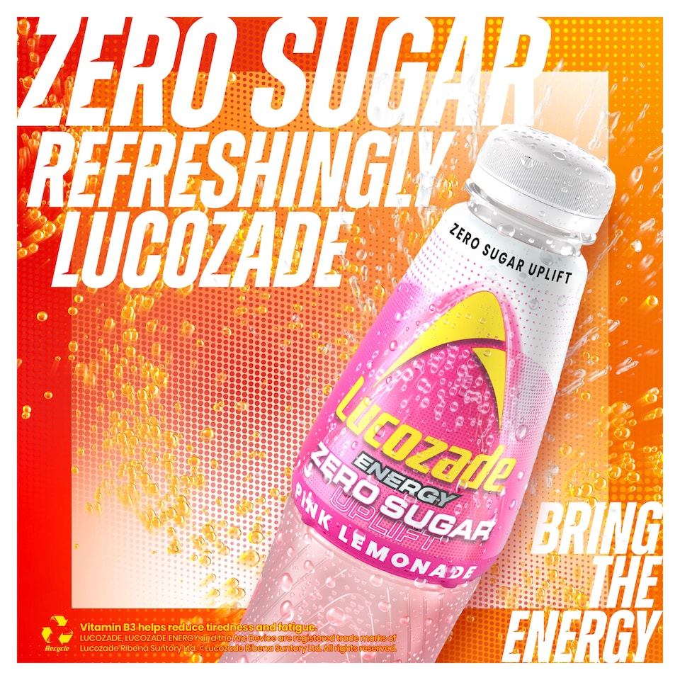 image 1 of Lucozade Zero Pink Lemonade 4 X 380Ml