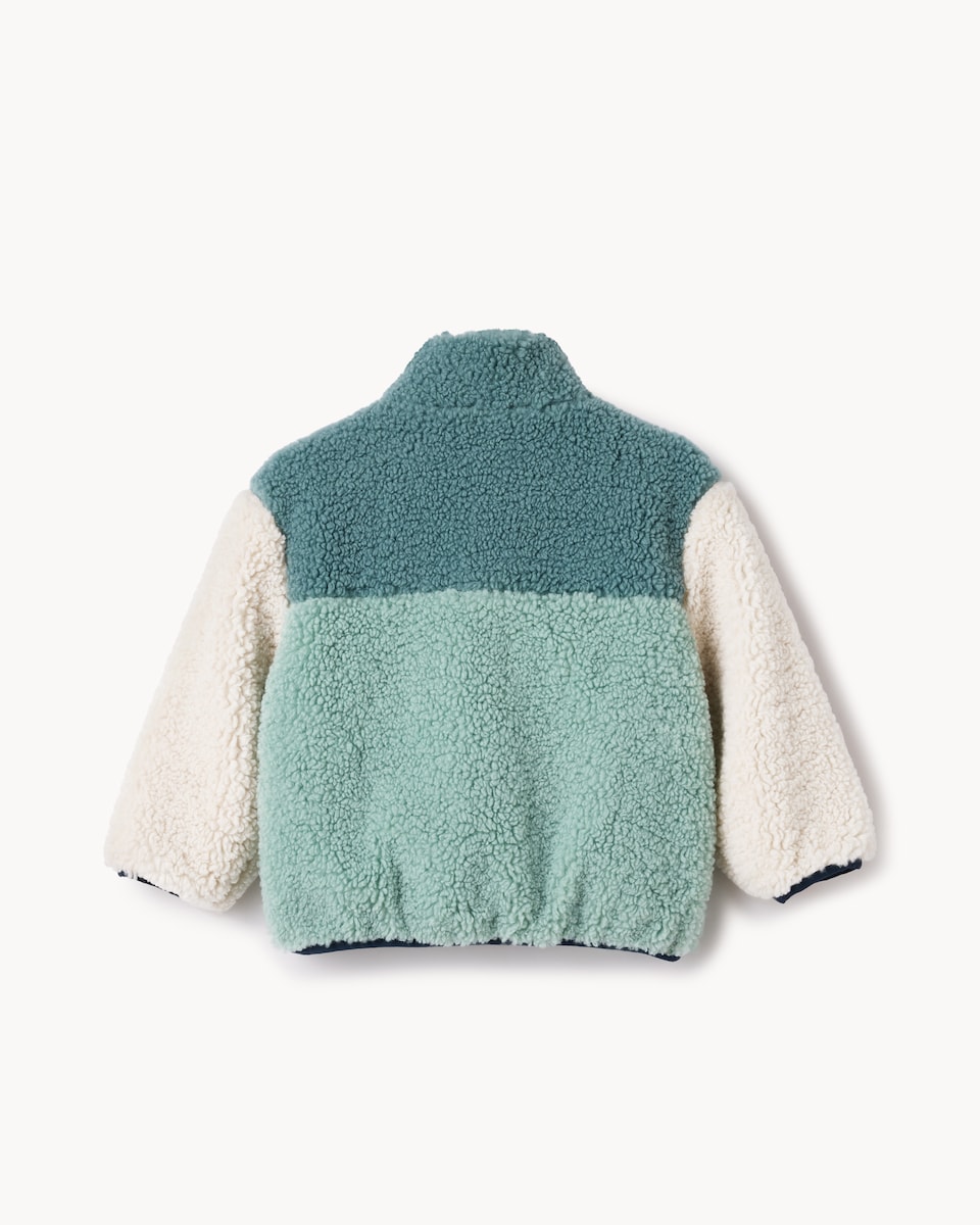 image 1 of F&F Boys Fleece Colour Block Jacket in Teal
