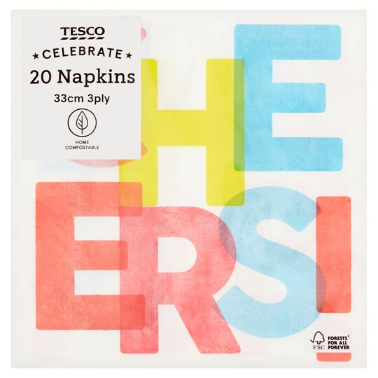 Tesco Cheers Napkin 33Cm 3Ply 20 Pack