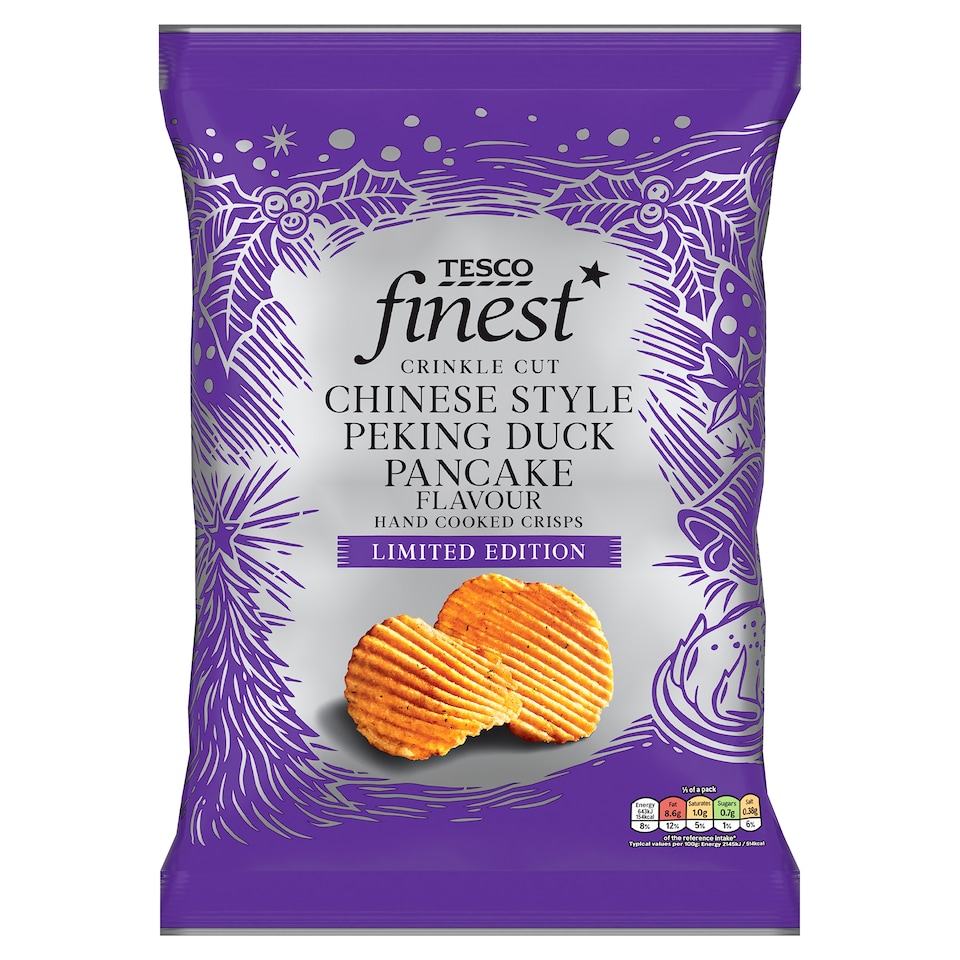 TESCO FINEST CHINESE STYLE PEKING DUCK PANCAKES CRINKLE CUT CRISP 150g