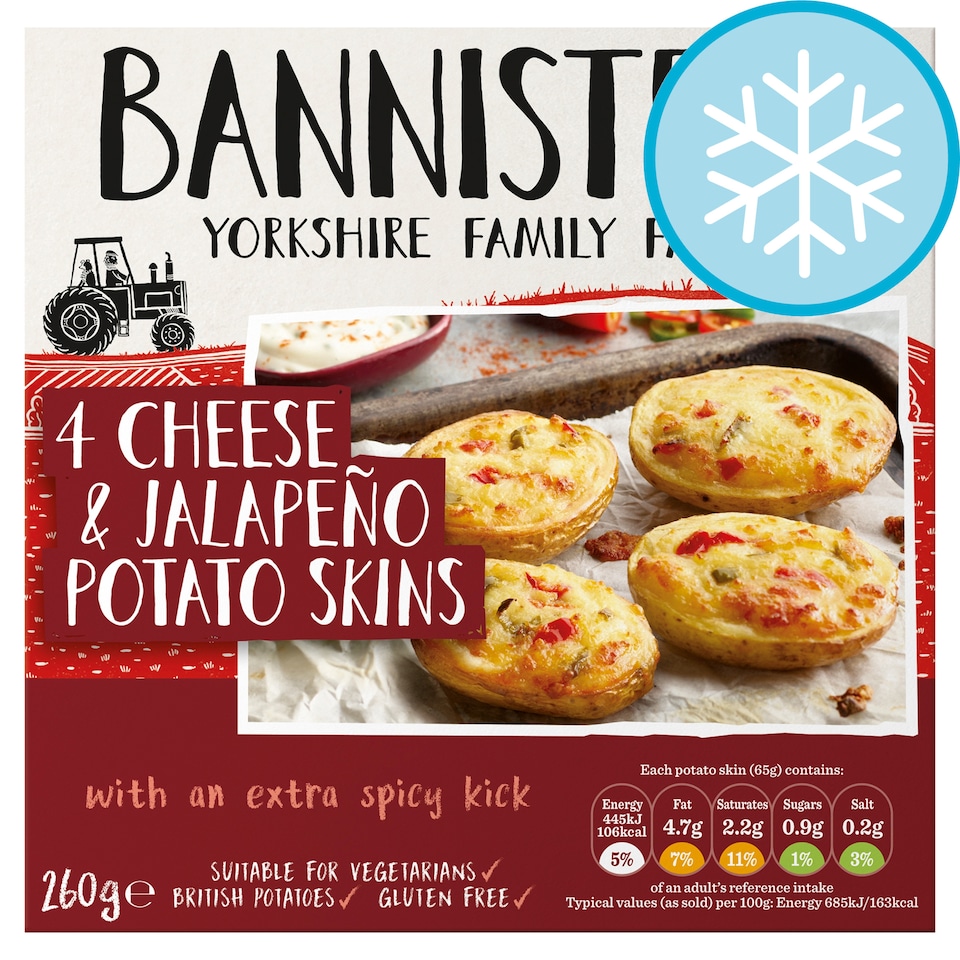 Bannisters Farm 4 Cheese &Jalapeno Potato Skins 260G