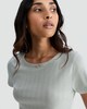 image 1 of Rise by Zara McDermott Pointelle Short Sleeved Pyjama T-Shirt in Green