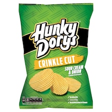 Hunky Dorys Crinkle Cut Sour Cream & Onion Flavour Potato Crisps 130g