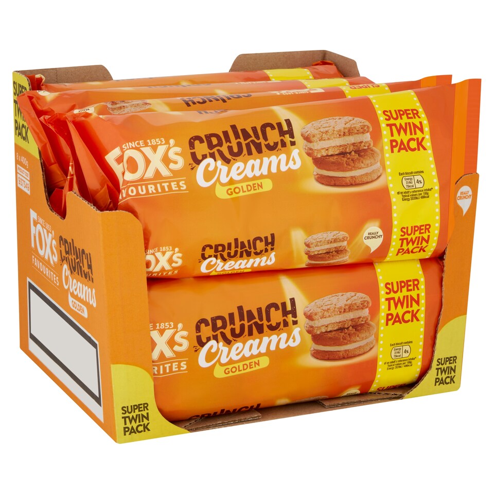 image 1 of Fox's Golden Crunch Cream Biscuit Twin Pack 2X200g