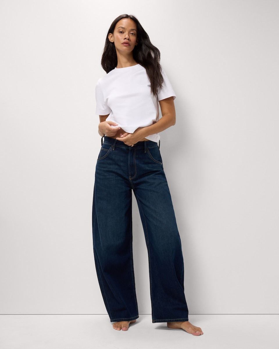 image 1 of F&F Mid Rise Relaxed Fit Jeans in Navy