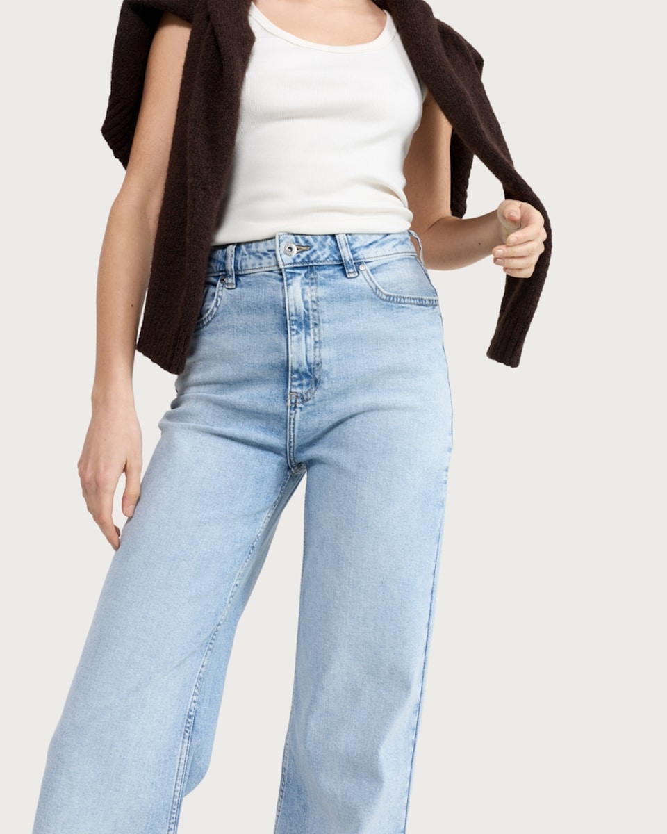 image 1 of F&F High Rise Flared Jeans in Blue